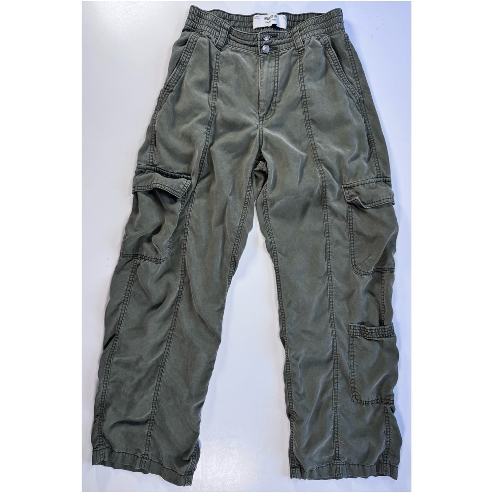 HOLLISTER‎ High Rise Baggy Cargo Pant Womens XS Green Utility Lyocell